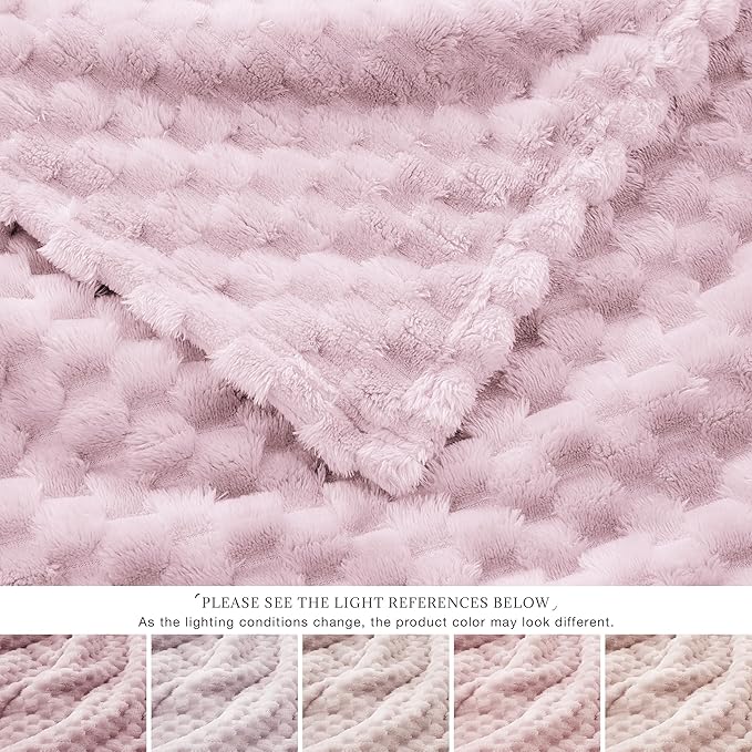 EXQ Home Gentle Soft Fleece Throw Blanket – Cozy Lightweight 3D Imitation Turtle Shell Jacquard Blanket for Couch Bed – All-Season Warm Fuzzy Flannel Blanket for Women Mom Gifts(50"x60",Purplish Pink)