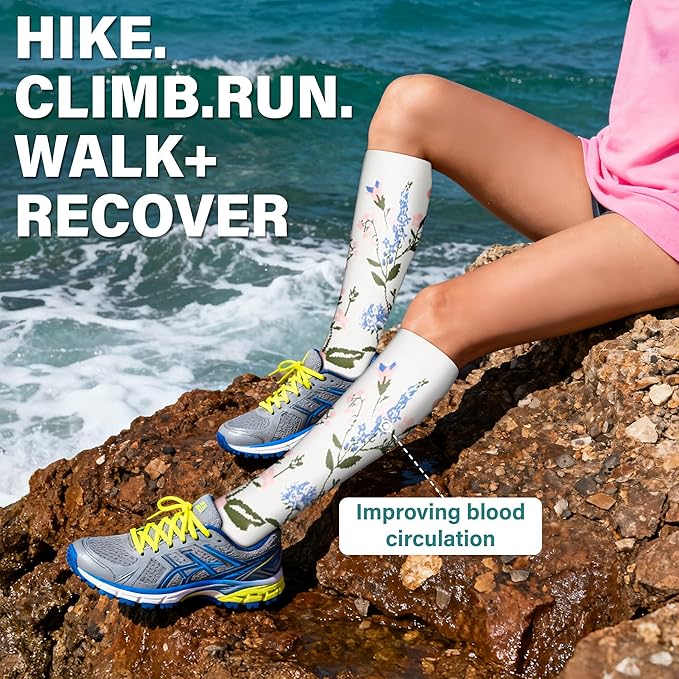 Acture 6 Pack Compression Socks for Women and Men - Knee High for Medical, Running, Nurses, Travel