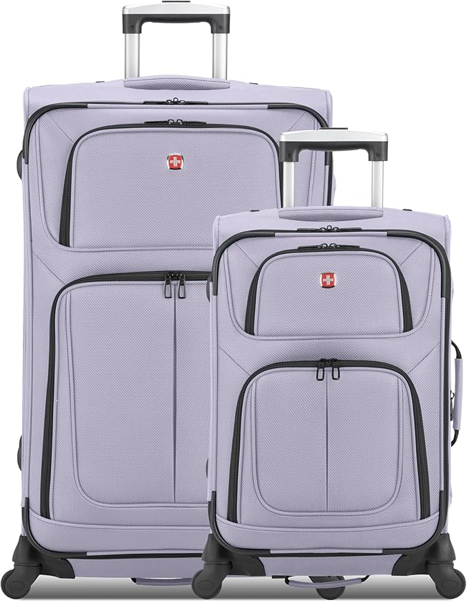 SWISSGEAR Sion Softside Expandable Spinner Luggage Durable Lightweight Travel Suitcase, Evening Haze, 2-Piece Set (Carry-On/Large)