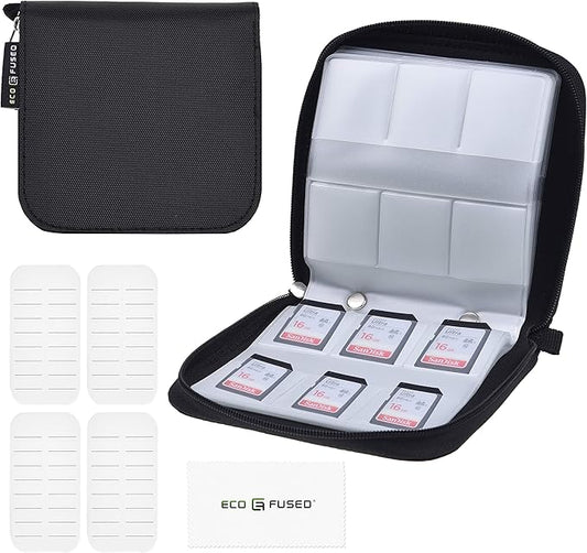 Eco-Fused Memory Card Case - Fits up to 44x SD, SDHC, Micro SD, Mini SD and 4X CF - Holder with 44 Slots