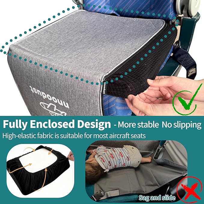 Toddler Airplane Bed for Toddler with Tray Cover Can Turn into Bag, Toddler Airplane Seat Extender for Kids, Baby Airplane Bed Baby Travel Essentials for Flying, Toddler Travel Bed