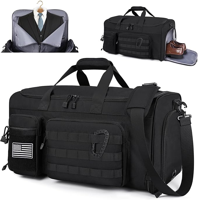 MOZETO Convertible Garment Duffle Bags for Travel, Carry On Suit Duffle Bags with Shoulder Strap 2 in 1 Hanging Garment Duffle Bag for Men