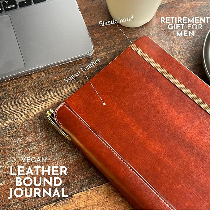 SETTINI® Lined Journal - Classic Journal for Writing Gift Set - Hardcover Vegan Leather, Includes Luxury Pen in a Unique Pen Holder, 192 Pages, A5, Fathers Day Gift, Journal for Men