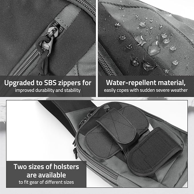 CVLIFE CCW Sling Bag for Men & Women, Tactical EDC Concealed Carry Chest Pack, Quick Draw Concealment Purse, Everyday Carry Crossbody Shoulder Bag for Travel, Hiking, Running & Daily Use, Grey