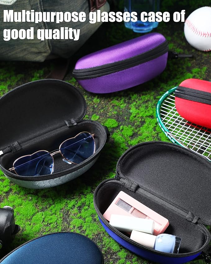 Treela 24 Pcs Sunglasses Case Portable Travel Hard Shell Zipper Frame Summer Eyeglasses Case with Plastic Hook for Women Men