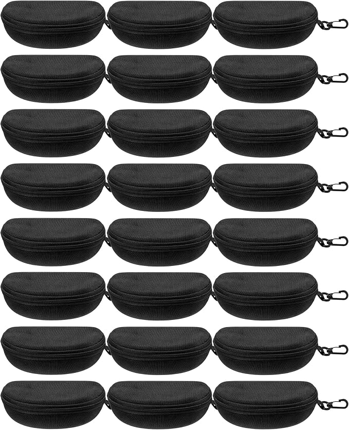 Treela 24 Pcs Sunglasses Case Portable Travel Hard Shell Zipper Frame Summer Eyeglasses Case with Plastic Hook for Women Men