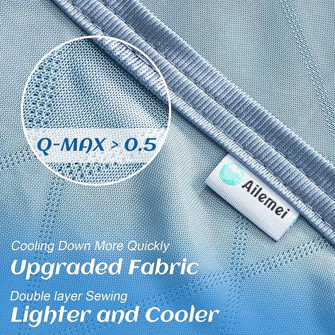 Ailemei Direct 【Upgraded Fabric Cooling Blanket for Hot Sleepers,Twin/Full Size Lightweight Breathable Summer Bed Blankets,Q-Max >0.5 Jade Fiber,Keep Body Cool Hot Flashes Night Sweats,60"x90",Blue