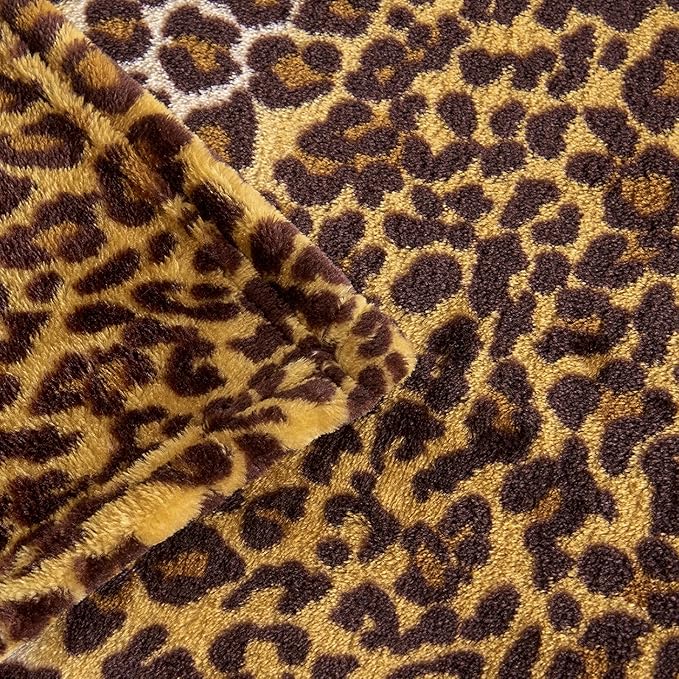 Edenleaf Leopard Print Blanket Fleece Throw for Bed Sofa Travel and Camping, Super Soft Cozy Fluffy Plush Cheetah Print Blanket for All Seasons 50"x60" (Dark Brown)