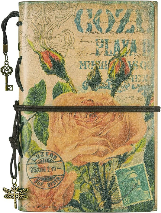 Leather Journal Notebook, Vintage Refillable Journal for Women Girls, Thick Blank Pages for Sketchbook, Planner, Diary, Travel Journals to Write in with Binder Pockets, Beautiful Journal Gift