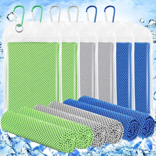 Hosuly 6 Pack Cooling Towels 40" x 12" Sport Towels, Cooling Rag for Neck and Face Ice Breathable Chilly Portable Neck Wraps for Yoga(Fashion Color)