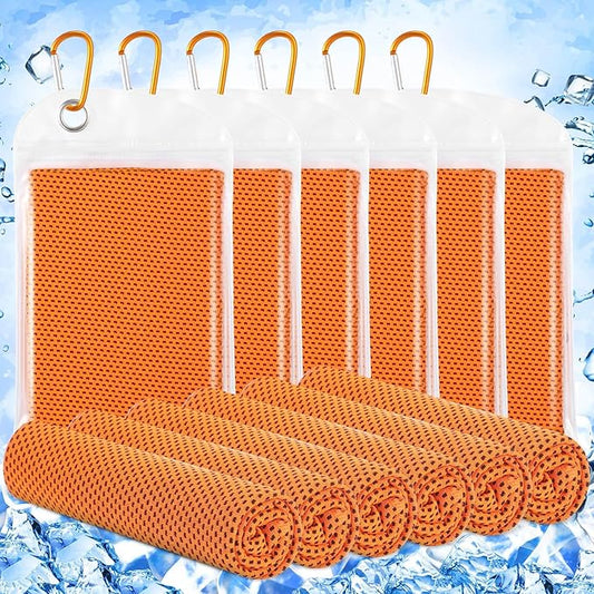 Hosuly 6 Pack Cooling Towels 40" x 12" Sport Towels, Cooling Rag for Neck and Face Ice Breathable Chilly Portable Neck Wraps for Yoga(Orange)