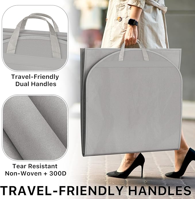 Simple Houseware 43-Inch Travel Garment Bag, Non-Woven Lightweight, Gray