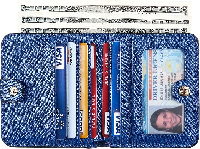 Toughergun Women’s Small Slim Leather Wallet with RFID Protection, Compact Bifold Mini Purse with Clear ID Window