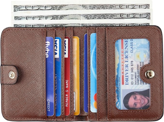 Toughergun Women’s Small Slim Leather Wallet with RFID Protection, Compact Bifold Mini Purse with Clear ID Window