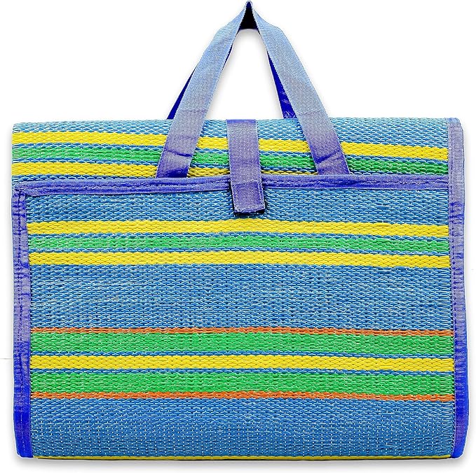 Camco Camper/RV Handy Mat - Features Convenient Pockets & Built-in Handles for Carrying - Measures 72” x 108” & Folds to 14.5” x 18” for RV Storage and Organization - Easy to Clean Material (42814)