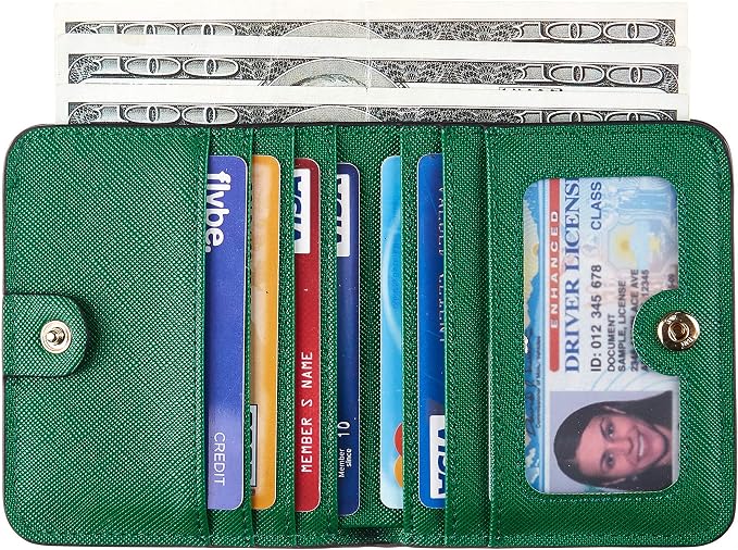 Toughergun Women’s Small Slim Leather Wallet with RFID Protection, Compact Bifold Mini Purse with Clear ID Window