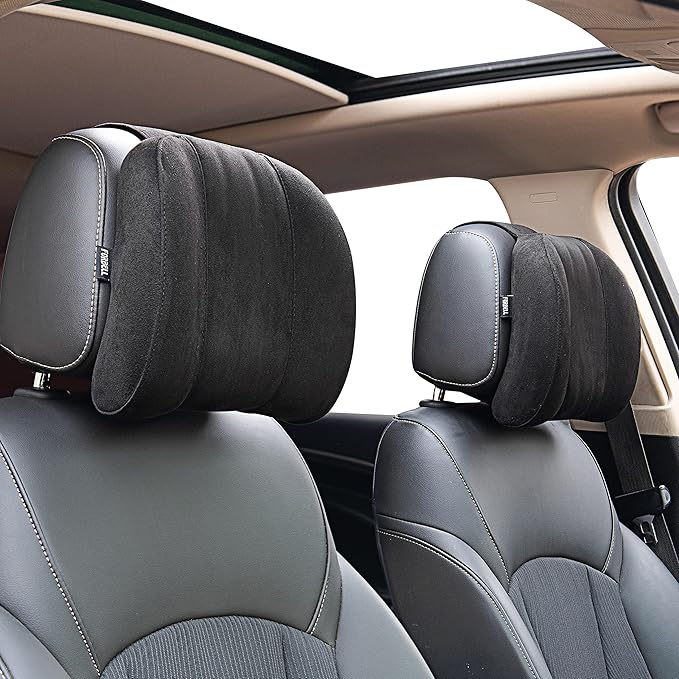 Forbell Premium Memory Foam Car Neck Pillow with Washable Cover - Provides Comfortable Neck Support for Driving and Travel 1pc(Black) | Slow Rebound Memory Foam, Suedette Fabric