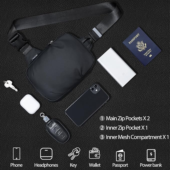 MAXTOP Small Sling Bag for Men Women Crossbody Chest Bags Water Resistant Fanny Pack Purse for Travel Sports Running Work