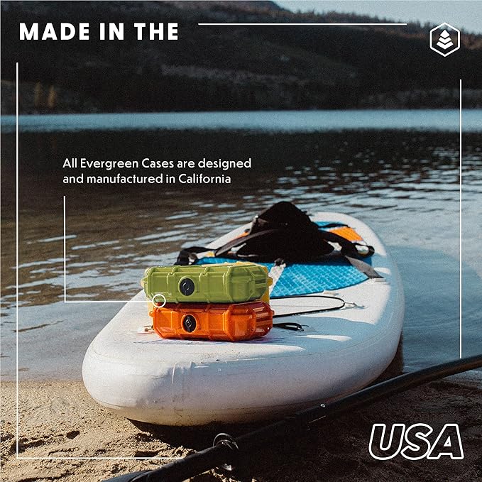 Evergreen 56 Dry Box - EDC Tough Protective Case USA Made for Organization of Cameras, Phones, Camping, Fishing, Hiking, Water Sports (Black, TOPO)