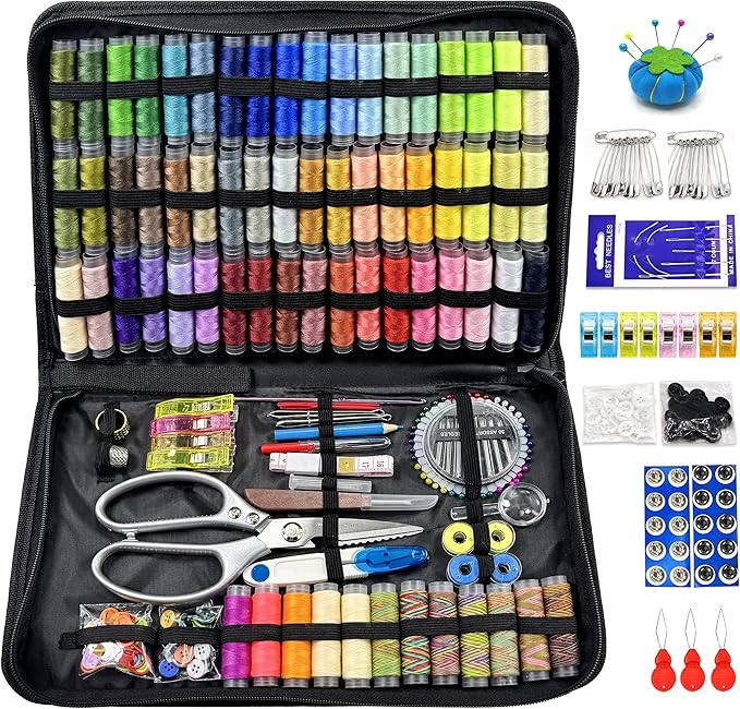 66 Color Sewing Kit for Adults,305 Pcs Sewing Thread Kit,Portable Needle and Thread Kit for Sewing,for Adults, Kids, Beginner, Home, Travel, Emergency Sewing Kits